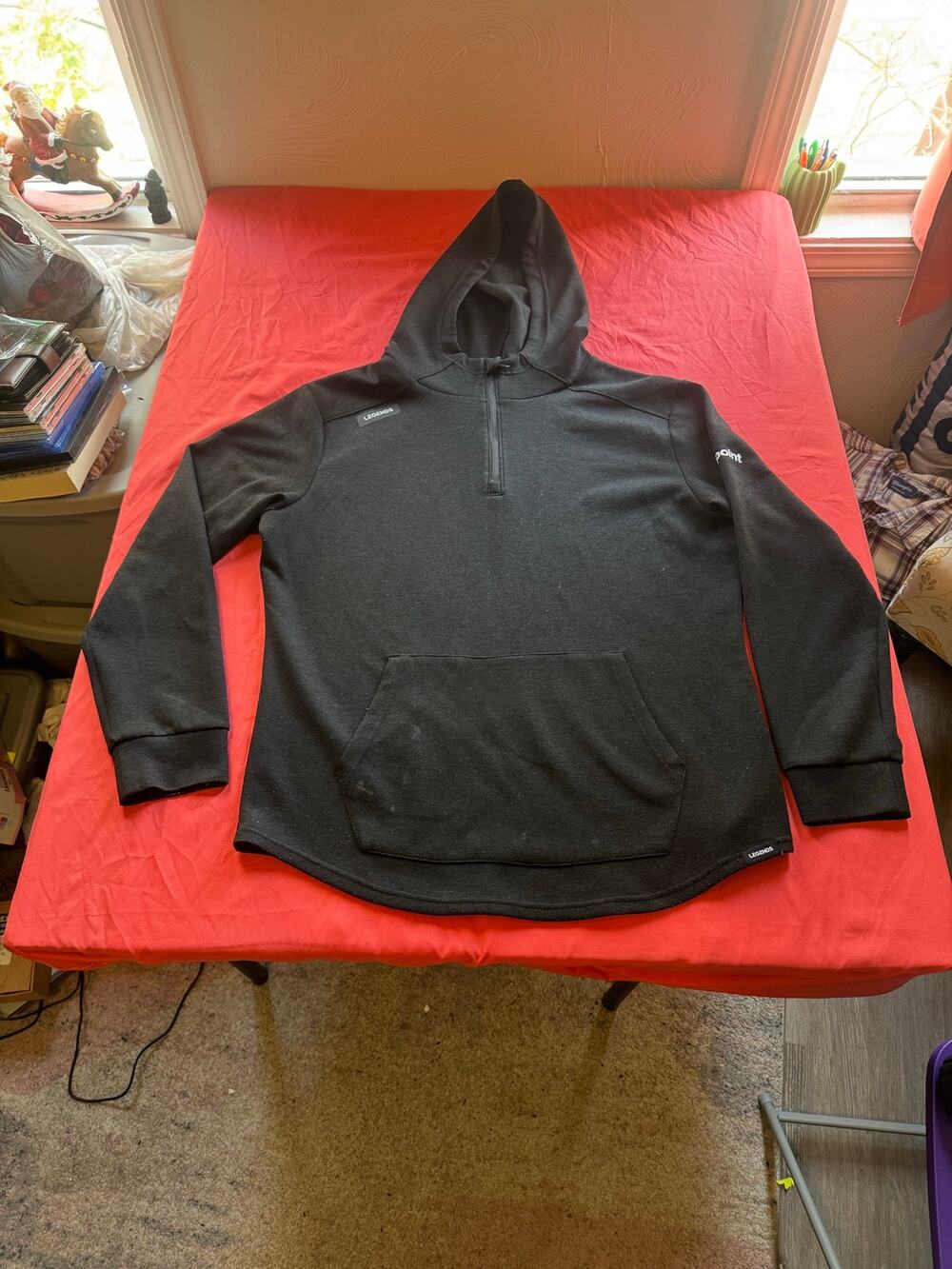 Legends Hawthorne Tech Quarter Zip Hoodie Black Heather Men's XL Proofpoint